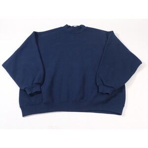 Chic Sweatshirt Womens L Navy Blue Vintage 90s Mock Neck Pullover Made In‎ USA